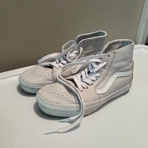 Vans Leather Sk8-Hi Shoes, light grey, lightly worn